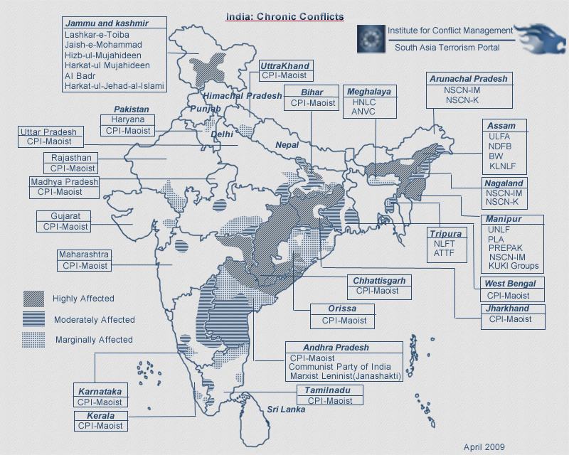 Conflict Map India 2009